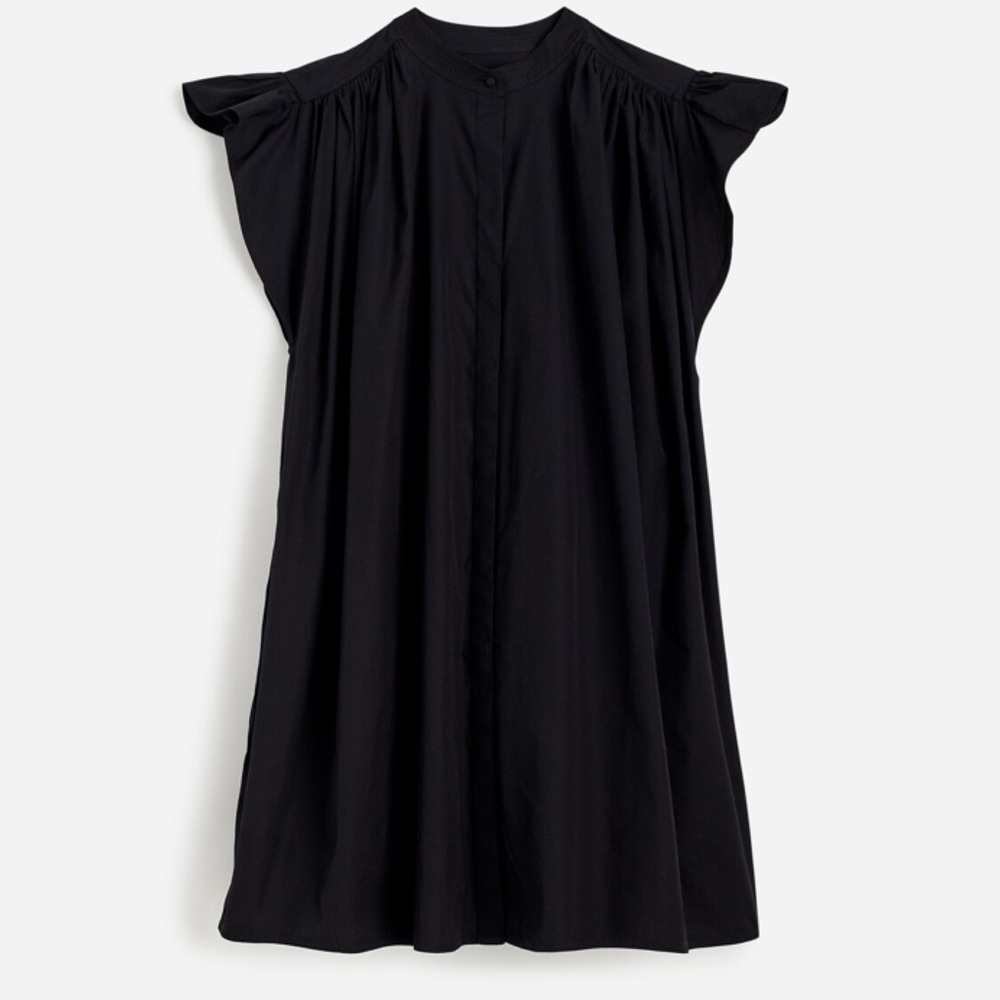 Madewell Flutter Sleeve Button-Front Mini Dress in Poplin Jet Black Size XS NWT - Picture 4 of 12